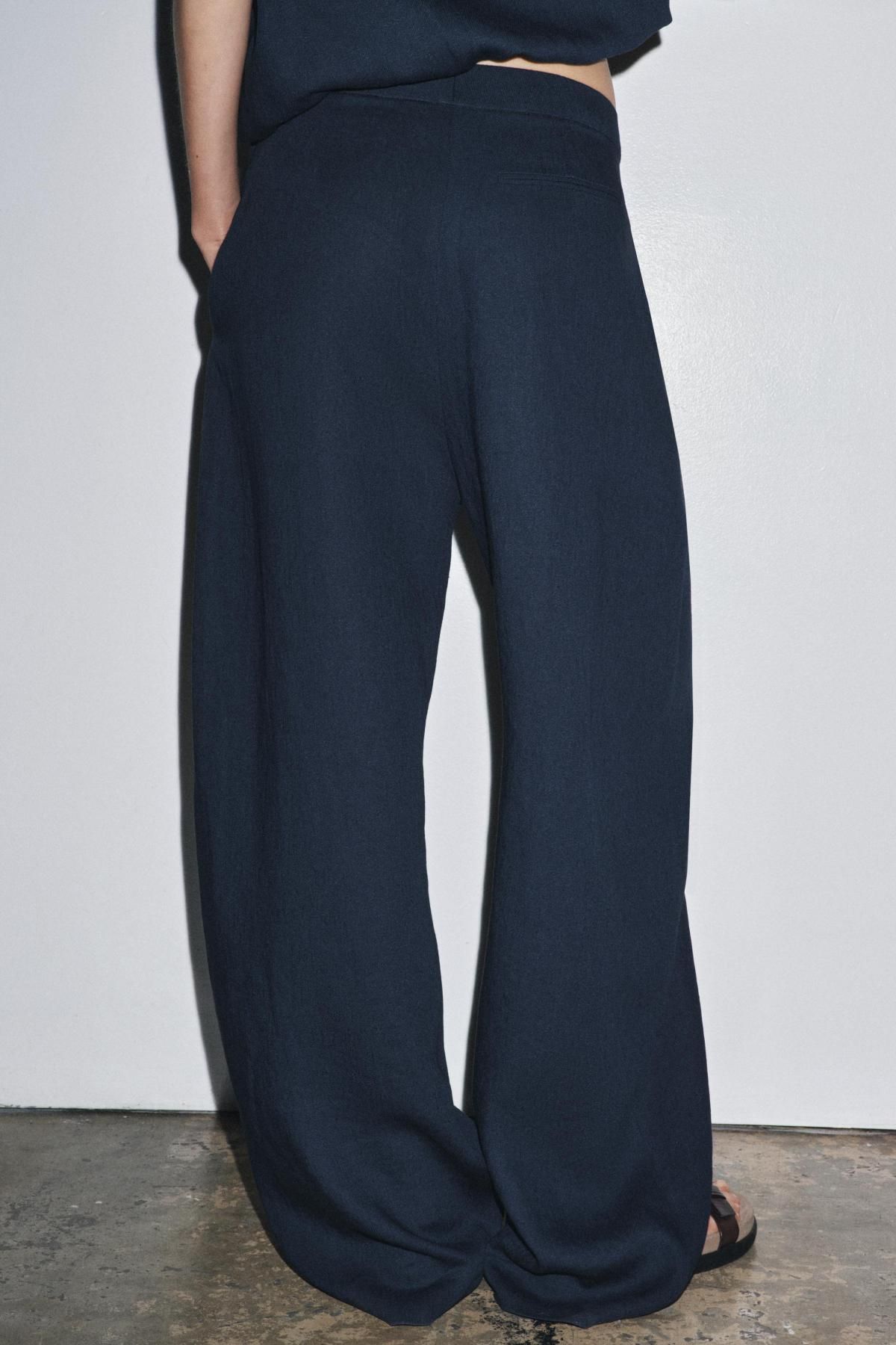 자라 테크니컬 린넨 블렌드 와이드 팬츠 8536/586 NAVY BLUE - 상세 이미지 3