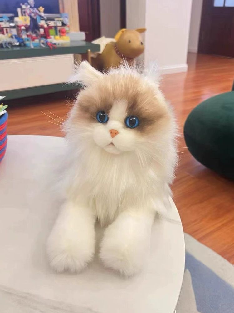 진짜같은 고양이인형 모 고양이 반려묘 봉제인형 엎드린 고양이 진주 넥카라 - 상품 이미지