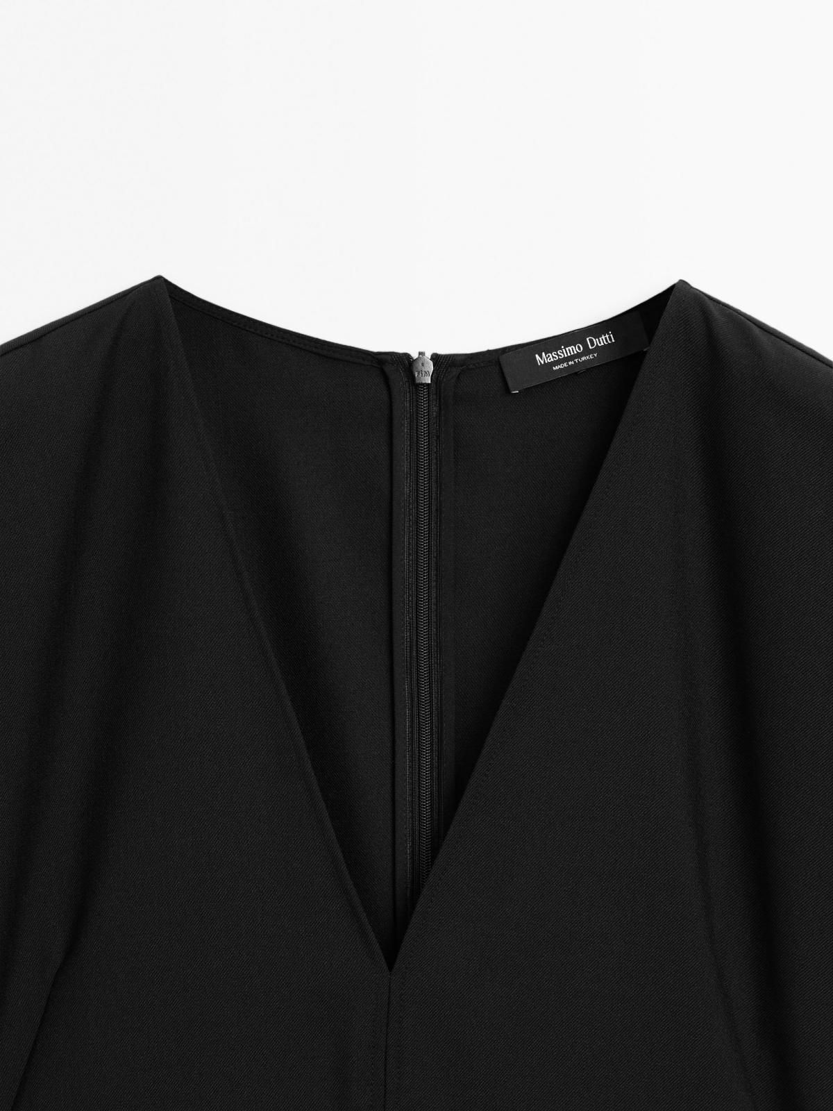 마시모두띠 울블렌드 롱 브이넥 원피스 6694/504 BLACK - 상세 이미지 5