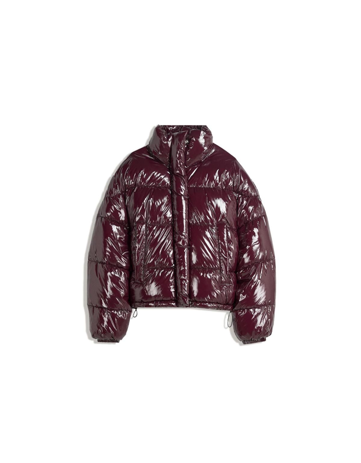 버쉬카 테크니컬 비닐 이펙트 숏패딩 6614/228 BURGUNDY - 메인 이미지