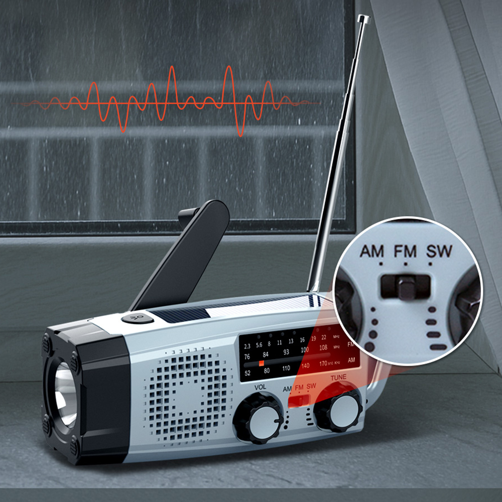 서바이복스 자가발전 크랭크라디오 재난 효도 라디오 휴대용 손전등 사이렌 이미지 3