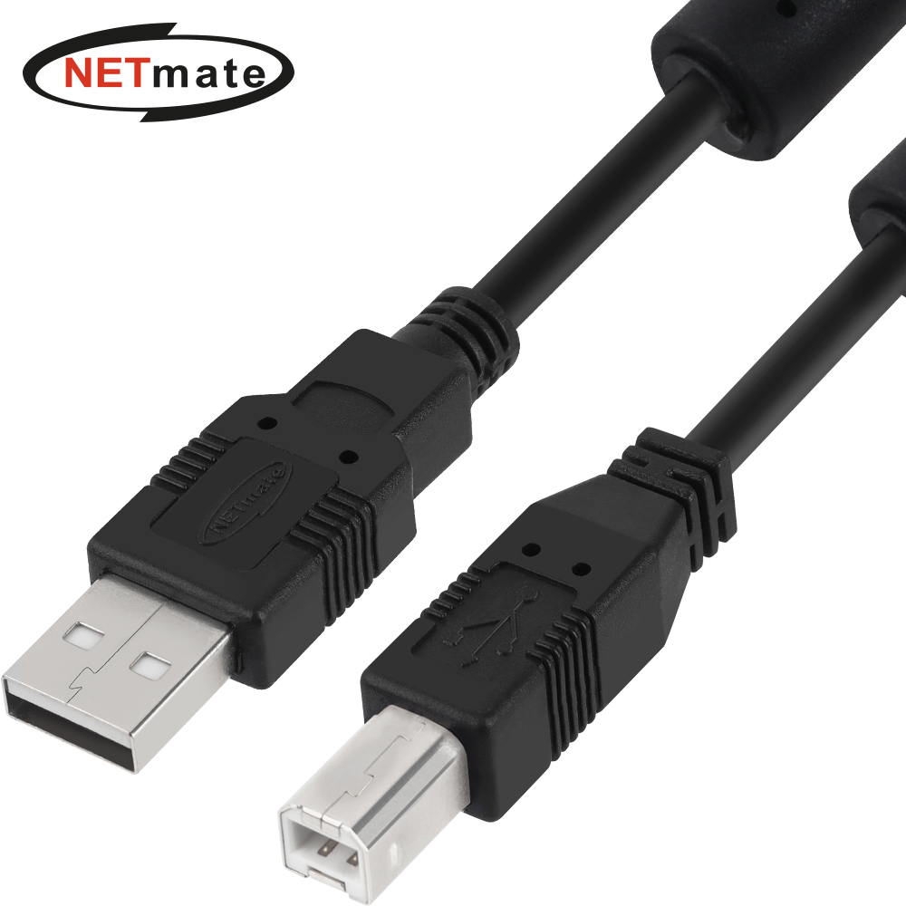 강원전자 넷메이트 USB2.0 A-B 케이블 1.8m (블랙/노이즈필터) NMC-UB218C - 상품 이미지