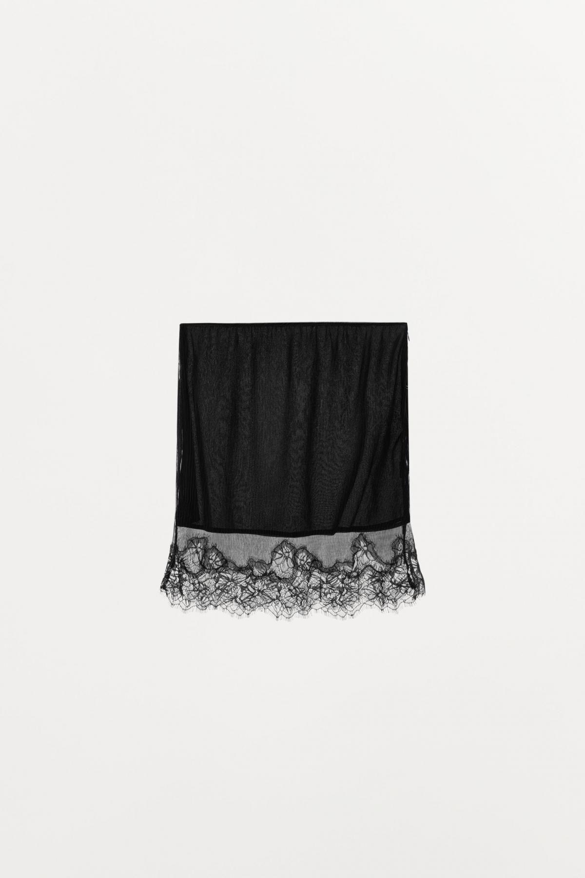 자라 레이스 플리츠 미니 스커트 2488/609 BLACK - 상품 이미지