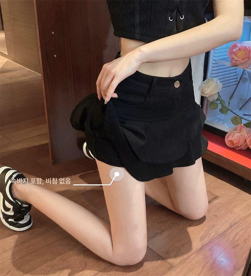 여자 볼륨 치마 미니스커트 플레어 셔링 화이트 S - 상세 이미지 2
