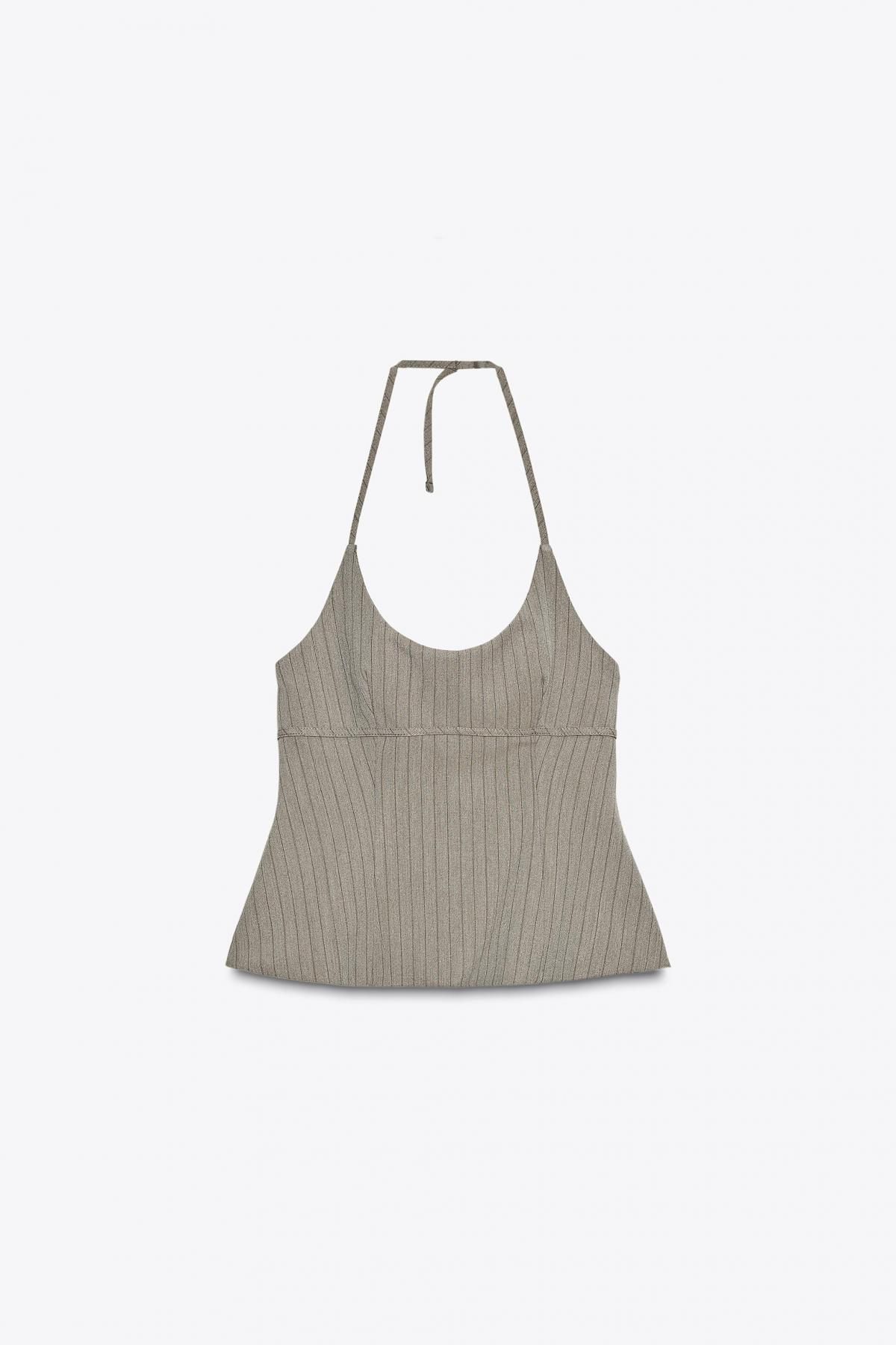 자라 스트라이프 홀터넥 민소매 탑 3152/147 DARK GREY - 메인 이미지