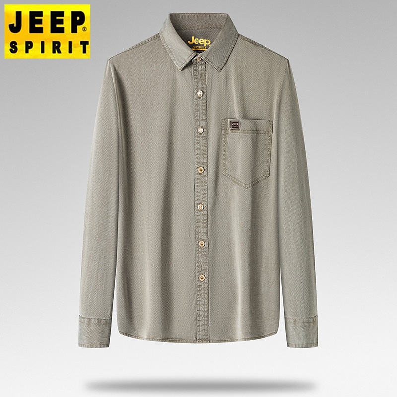 JEEP SPIRIT 2025년 봄 가을 남성 긴팔 셔츠 중년 비즈니스 캐주얼 셔츠 - 상세 이미지 3