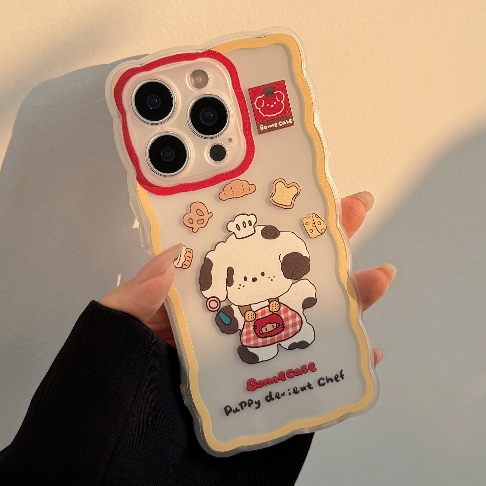 귀여운 식사러버 강아지·레드 앞치마 셰프 강아지 아이폰 케이스 - 상세 이미지 2