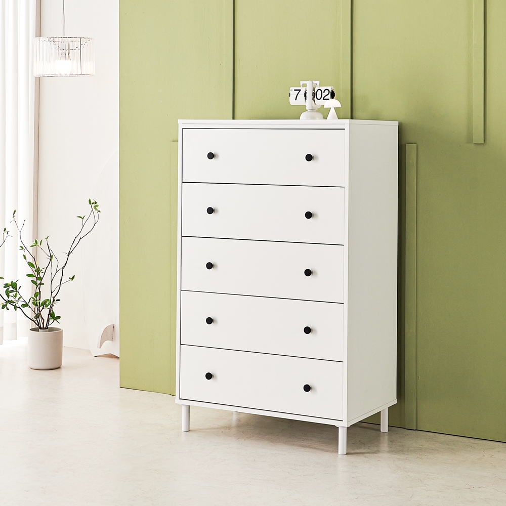 포포노 드레스룸서랍장 깊은 안방 5단서랍장 800x495x1320mm, 5단, 화이트 - 메인 이미지