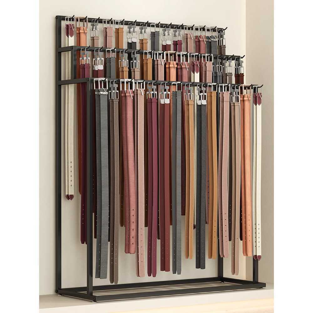 벨트 행거 디스플레이 스탠드 매장 진열용 거치대 60x40x150cm 블랙 21후크 - 상품 이미지