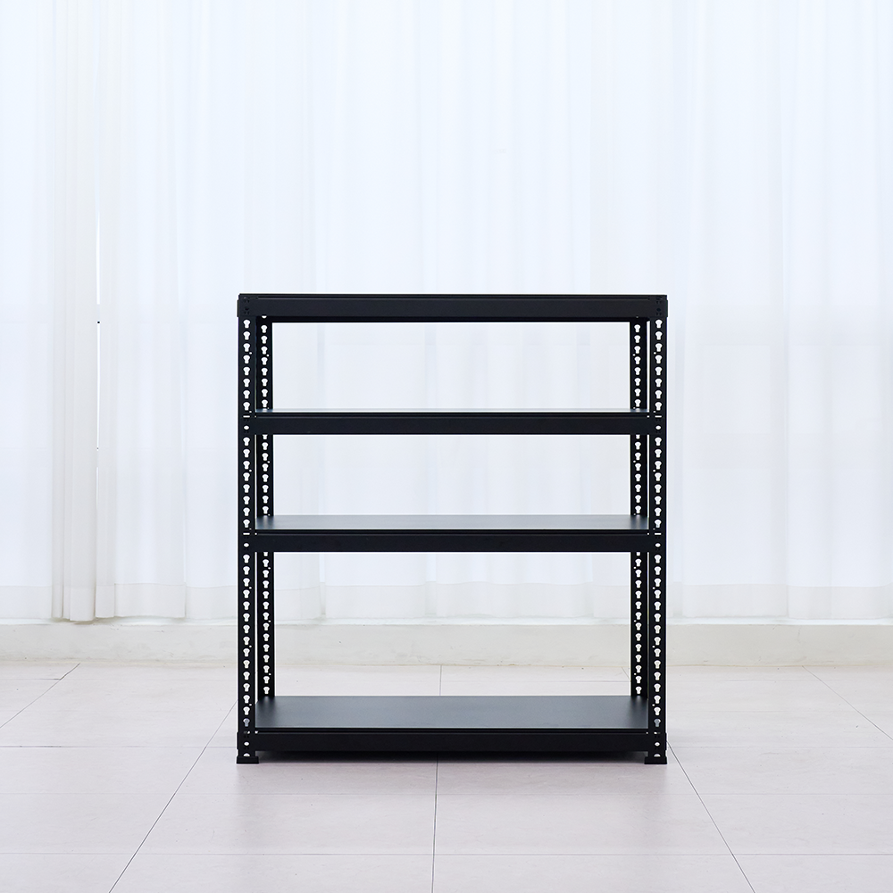 폴던스랙 올스틸 올블랙 홈 카페 거실 수납 선반 인테리어 선반장 450x300x1200mm, 4단, 블랙 - 상세 이미지 3