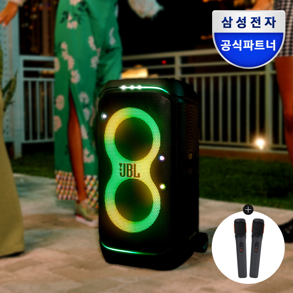 삼성전자 JBL PARTYBOX STAGE 320 홈파티 블루투스 스피커 블랙 마이크 패키지