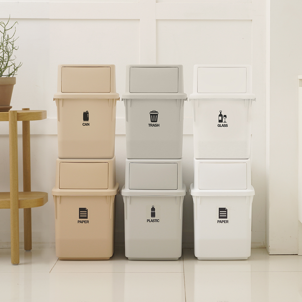 [도착보장] 내츄럴 가정용 재활용 분리수거함 35L 2개 대용량 쓰레기통 휴지통