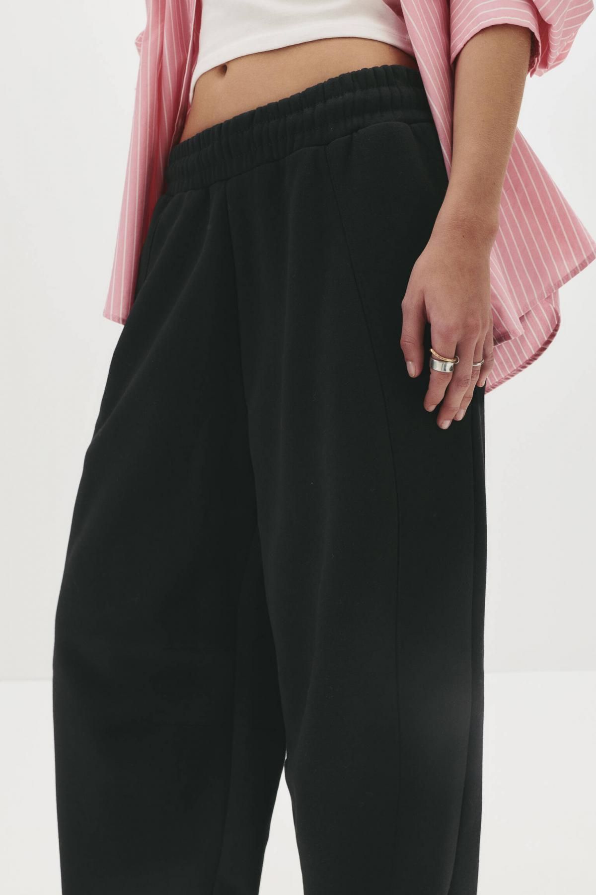 풀앤베어 배럴핏 미드웨이스트 플리스 조거 팬츠 7675/334 BLACK - 상세 이미지 4