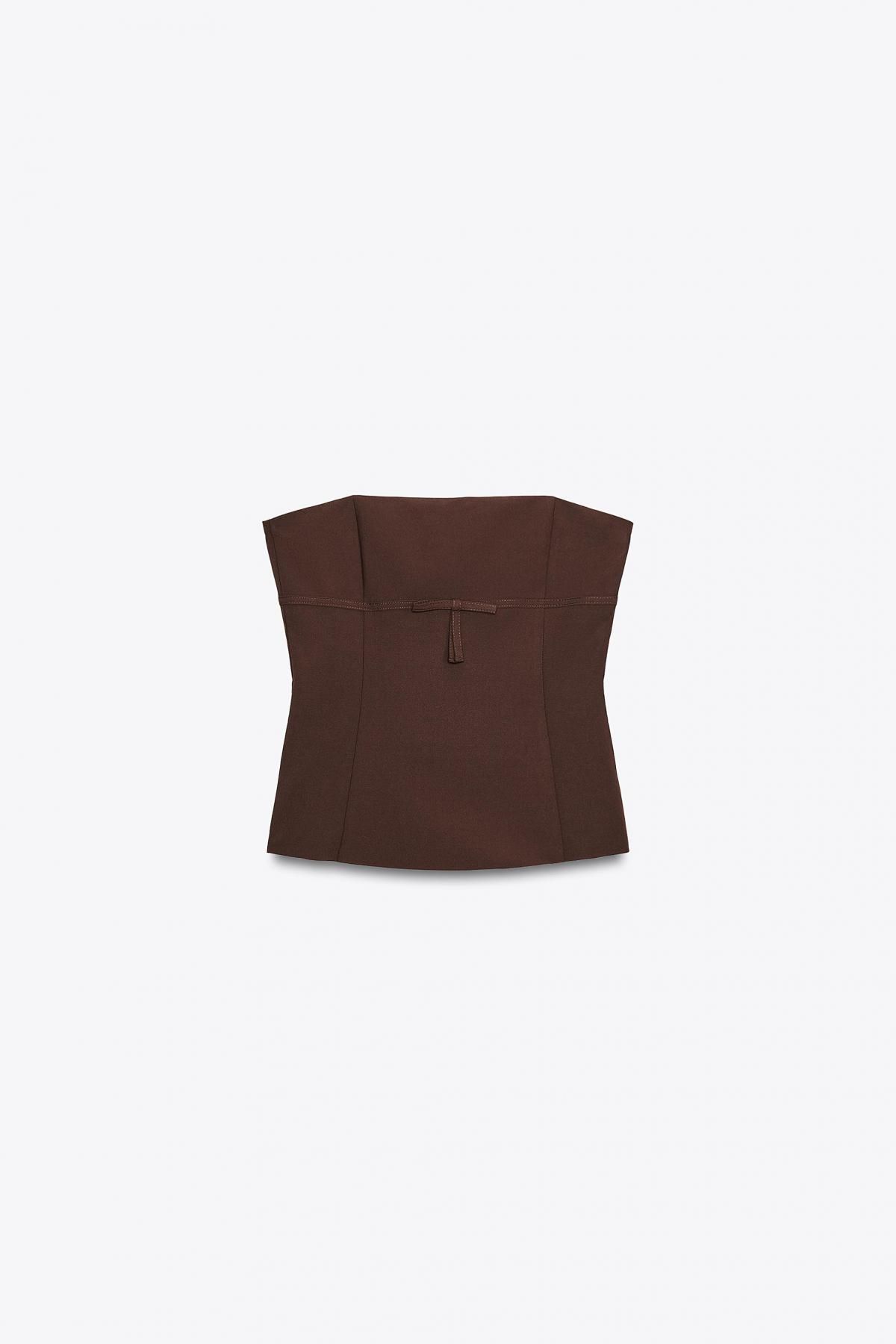 자라 브라운 리본 스트랩리스 탑 8282/815 DARK BROWN - 메인 이미지