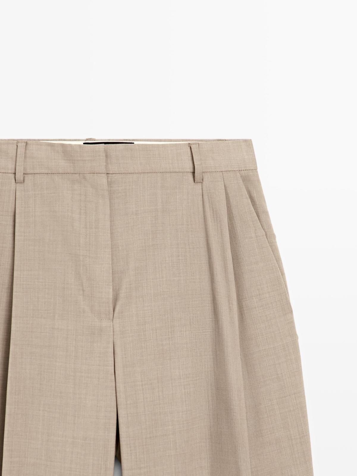 마시모두띠 와이드핏 100울 다트 슬랙스 팬츠 5012/681 BEIGE - 상세 이미지 5