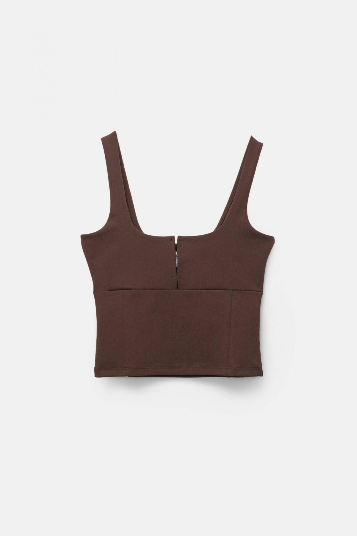 풀앤베어 코르셋 무드 스트랩 크롭 탑 7152/356 BROWN - 상품 이미지