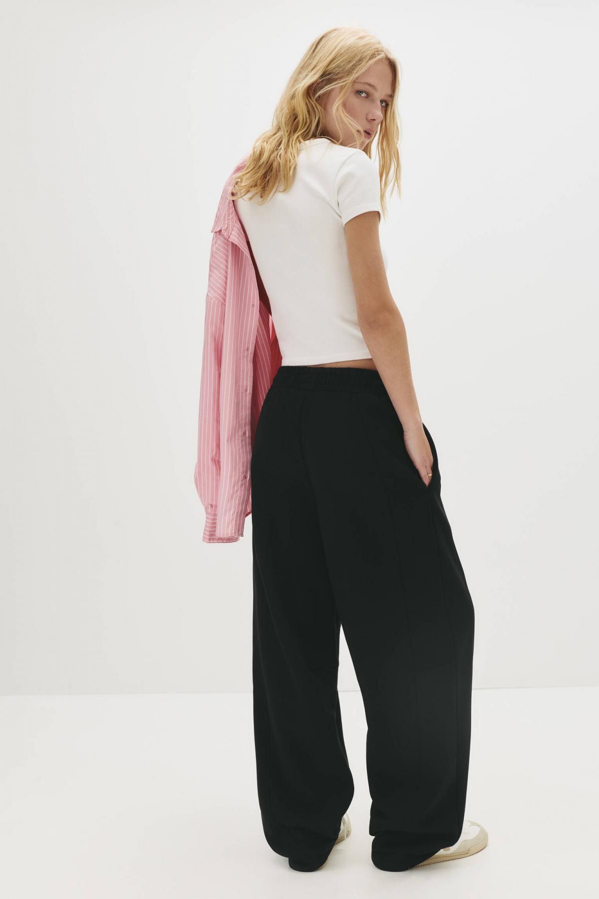 풀앤베어 배럴핏 미드웨이스트 플리스 조거 팬츠 7675/334 BLACK - 상세 이미지 3