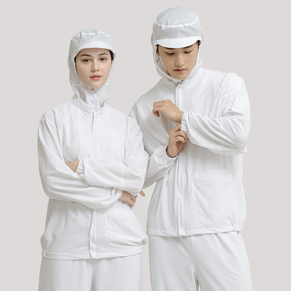 쿨스판 화이트 차이나긴팔위생복 식품회사 가공공장 HACCP 위생복 - 상품 이미지