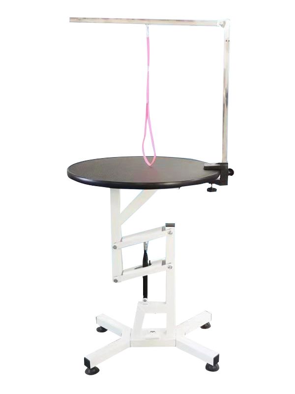 강아지이발대 선반 회전테이블 높이조절 테이블 애견 목욕 리프팅 반려견 공압 상승 원형 60cm 블랙 - 상품 이미지