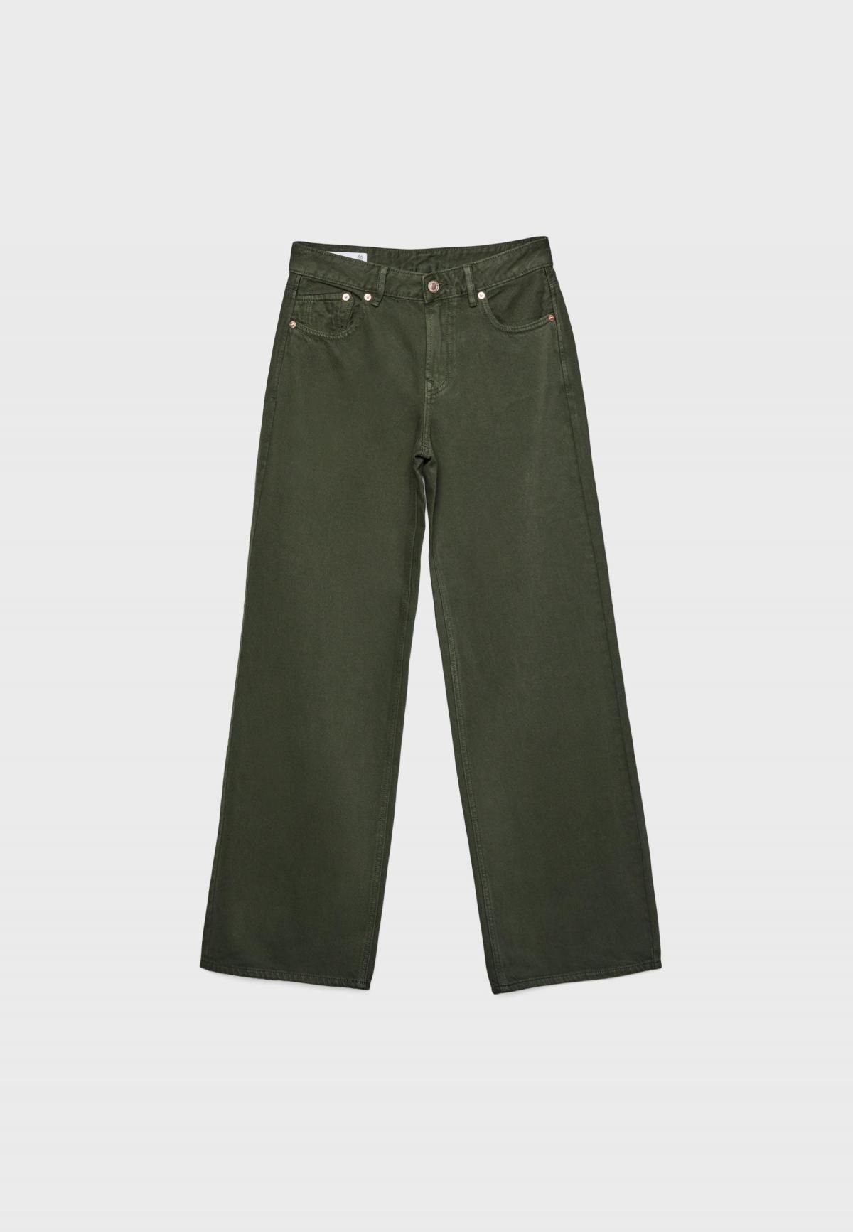 스트라디바리우스 와이드핏 로우라이즈 데님 청바지 1441/899 KHAKI - 상세 이미지 4