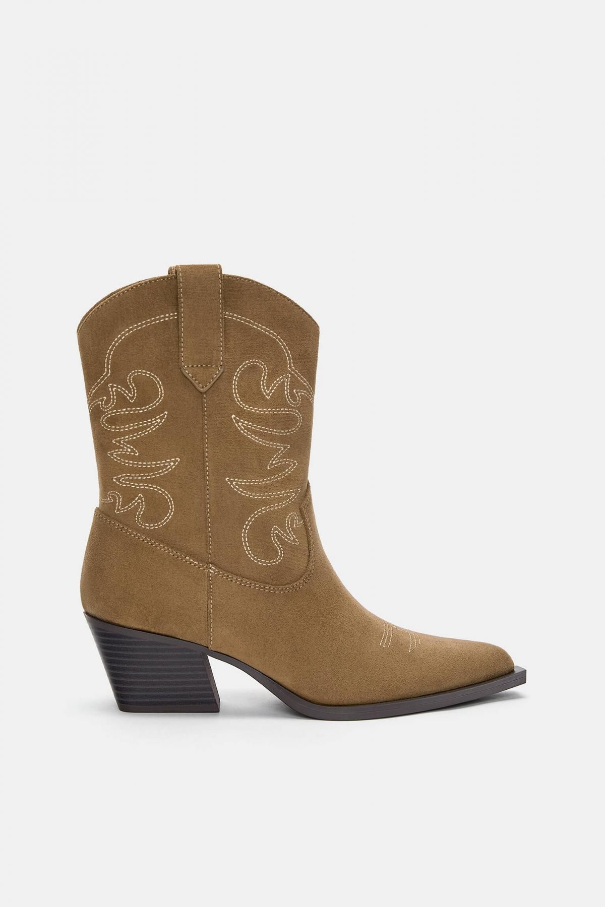 풀앤베어 웨스턴 하이힐 카우보이 앵클부츠 브라운 1109/641 SAND - 상품 이미지