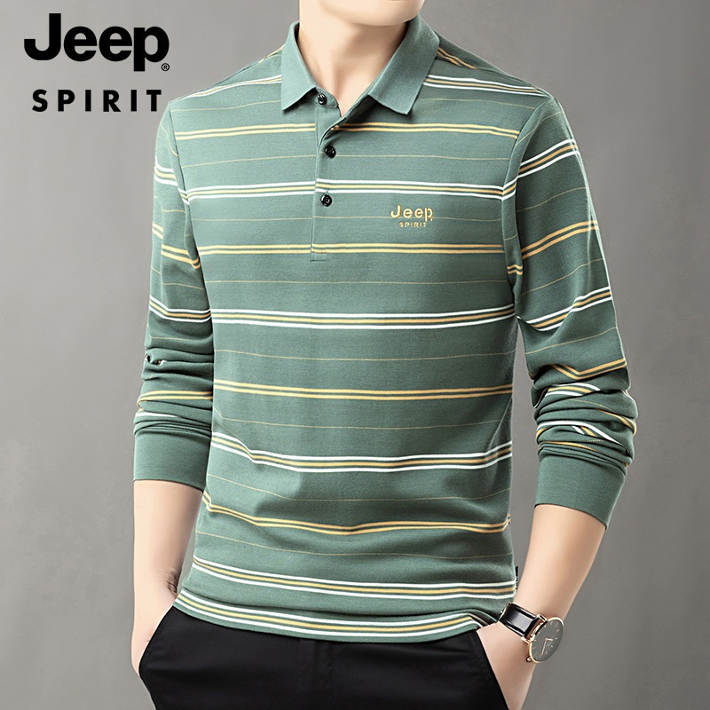 JEEP SPIRIT 봄 가을 남성용 폴라 셔츠 비즈니스 캐주얼 심플 통기성 티셔츠 - 상세 이미지 3