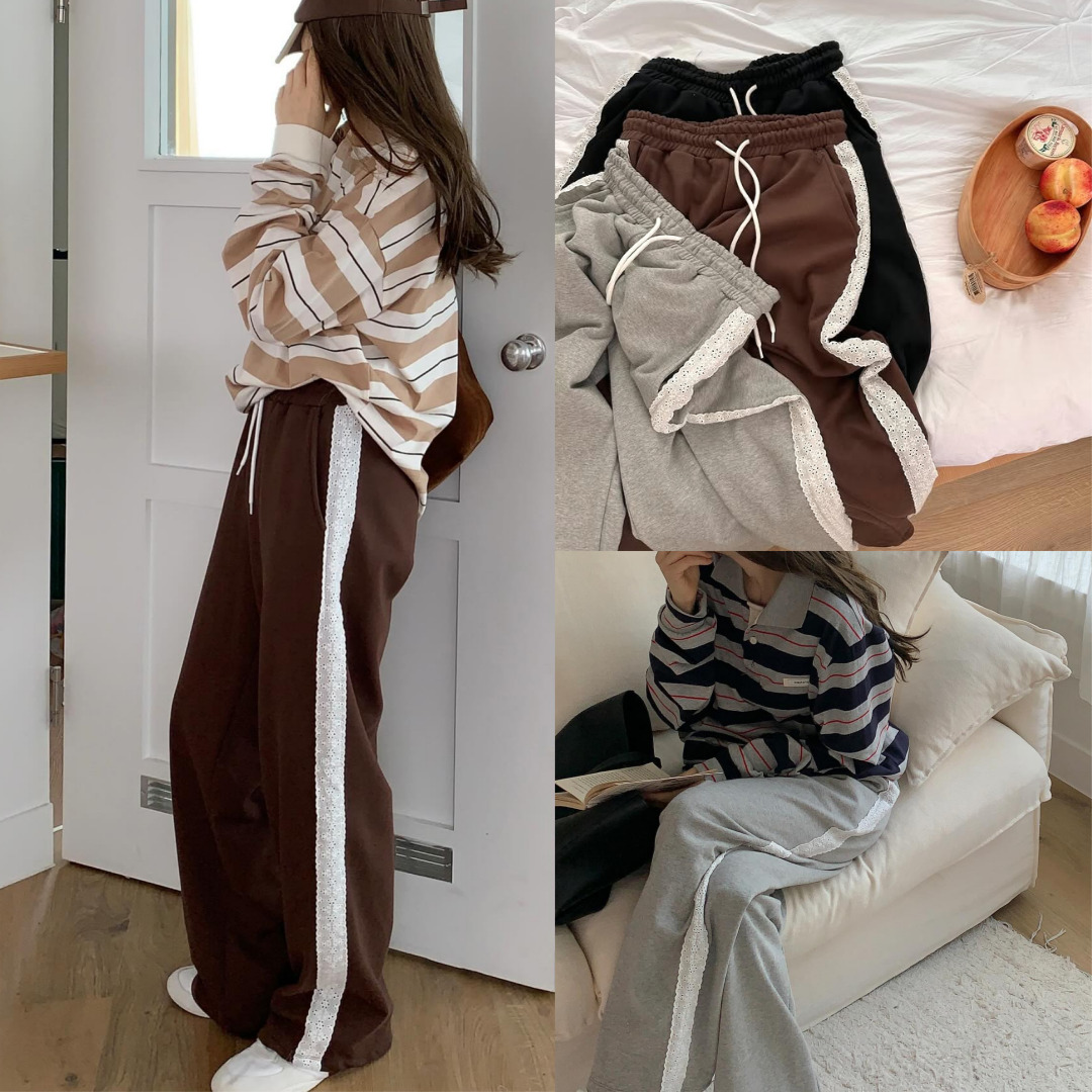 폼스튜디오 레이스 트랙 와이드 트레이닝 팬츠 통바지 - 상품 이미지