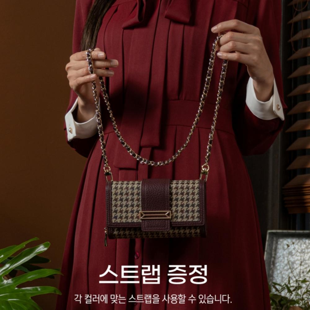 아르 지퍼형 롱스트랩 다이어리 지갑 케이스 버건디, 갤럭시S20 울트라 - 상세 이미지 5