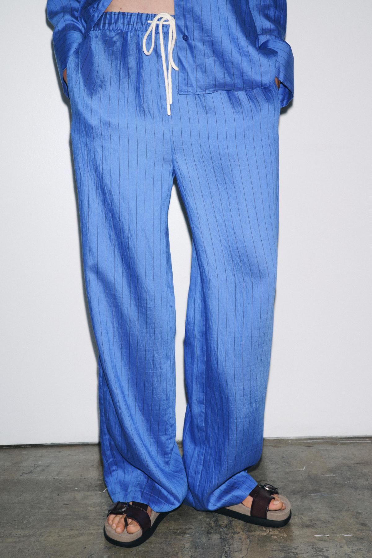자라 스트라이프 와이드 라이트블루 파자마 팬츠 7563/252 BLUE/BLACK - 메인 이미지