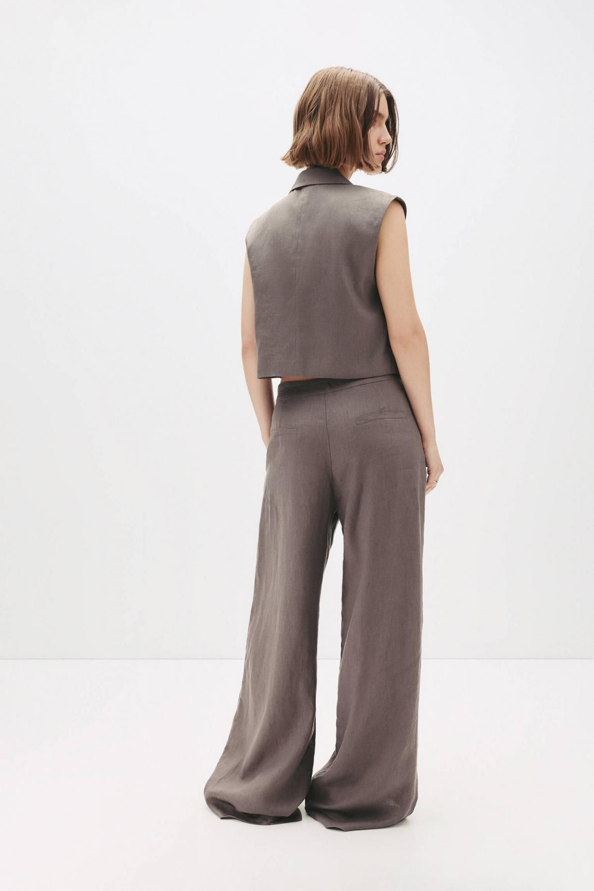 풀앤베어 내추럴 린넨 크롭 베스트 7801/300 TAUPE - 상세 이미지 5