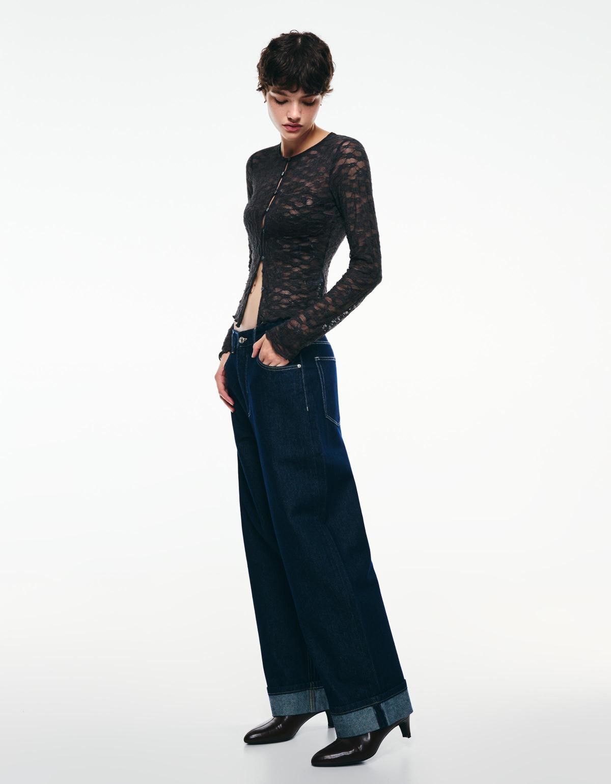 버쉬카 레이스 라운드넥 크롭 카디건 6978/714 DARK GREY - 상세 이미지 3