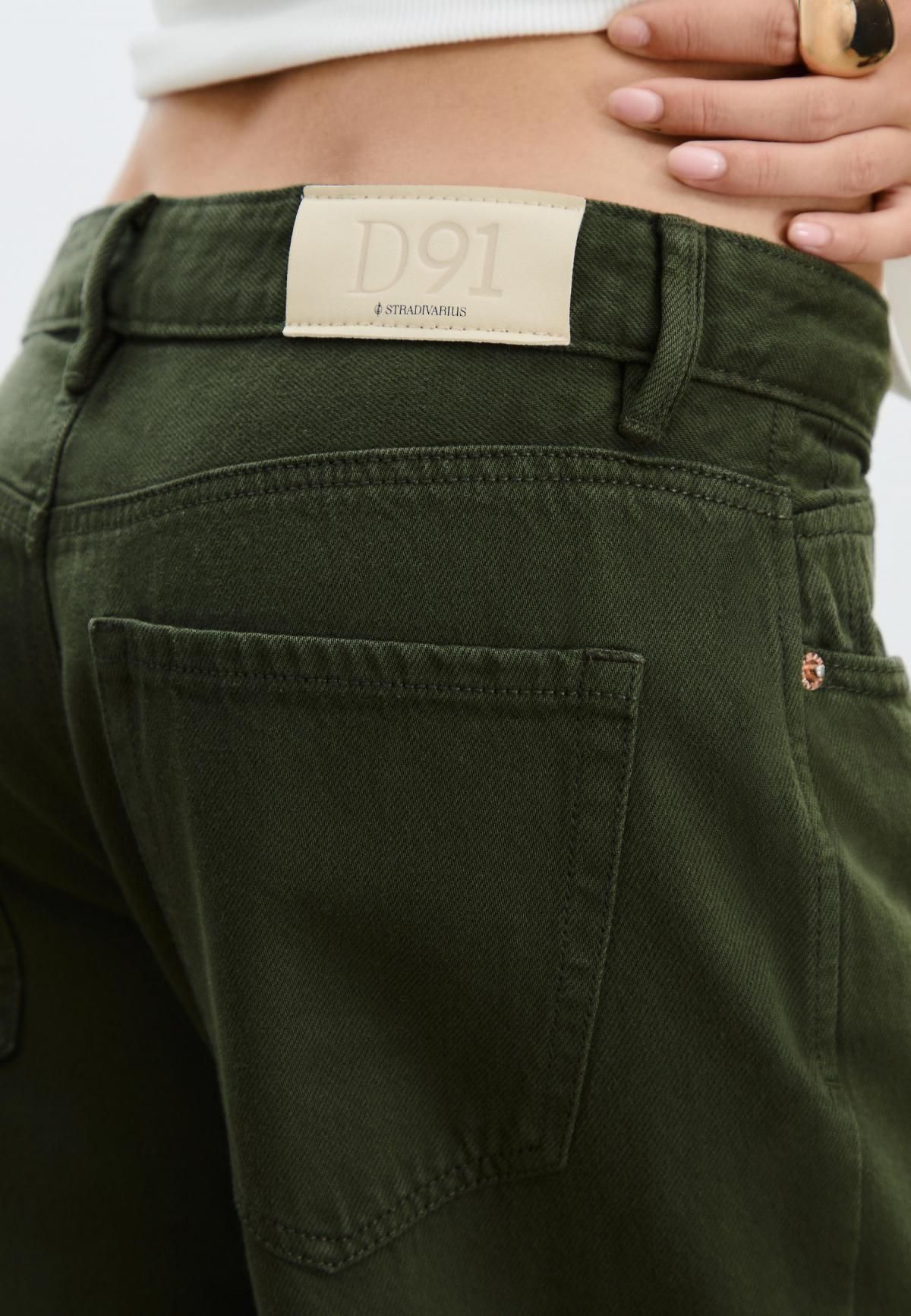 스트라디바리우스 와이드핏 로우라이즈 데님 청바지 1441/899 KHAKI - 상세 이미지 2