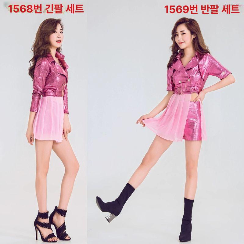 아이돌 무대의상 방송댄스복 긴팔 방송댄스 반바지 오디션 1568 스타일 긴팔 상의+반바지 S - 상세 이미지 4