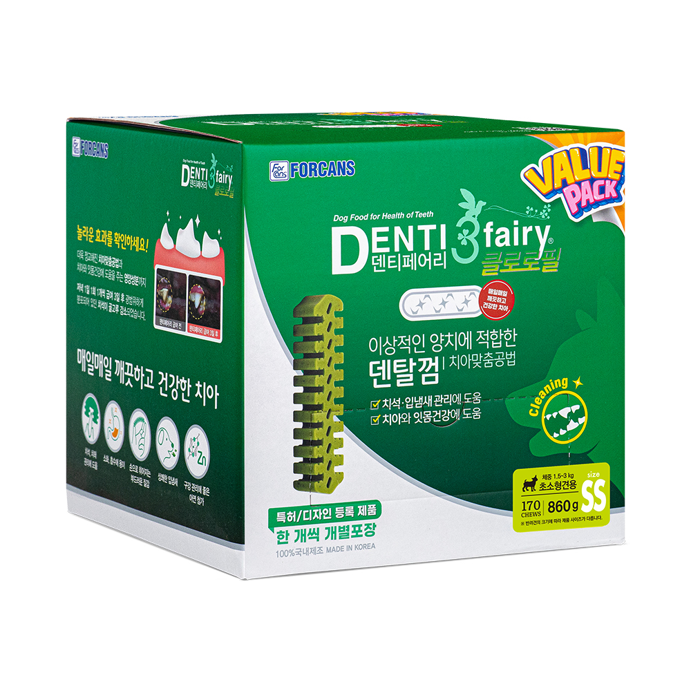 덴티페어리 클로로필 밸류팩 860g 포켄스 강아지 치석 입냄새 제거 덴탈껌
