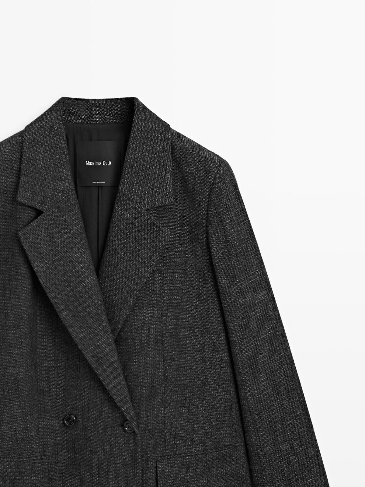 마시모두띠 코튼블렌드 헤링본 롱 테일러드 코트 6451/858 DARK GREY - 상세 이미지 4