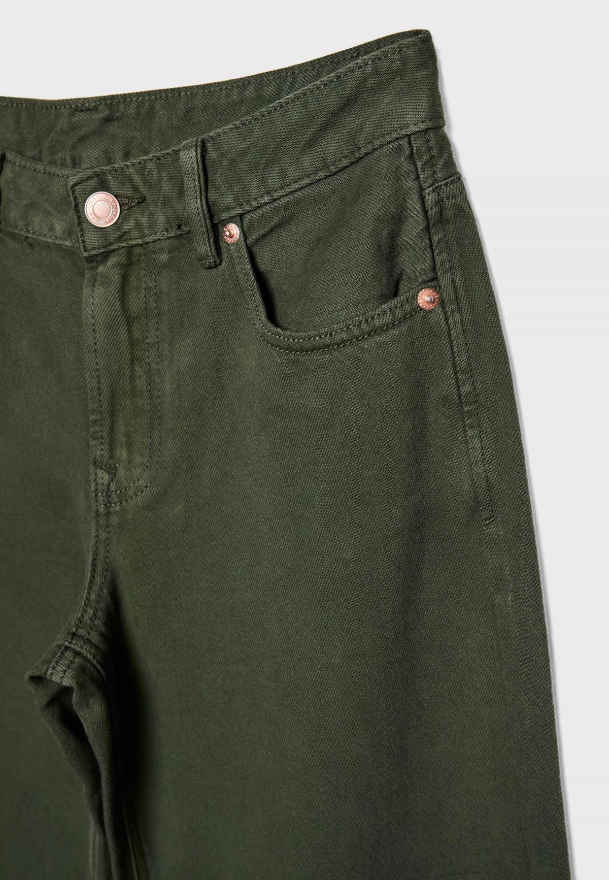 스트라디바리우스 트렌디 로우라이즈 와이드핏 데님 팬츠 1441/901 KHAKI - 상세 이미지 3