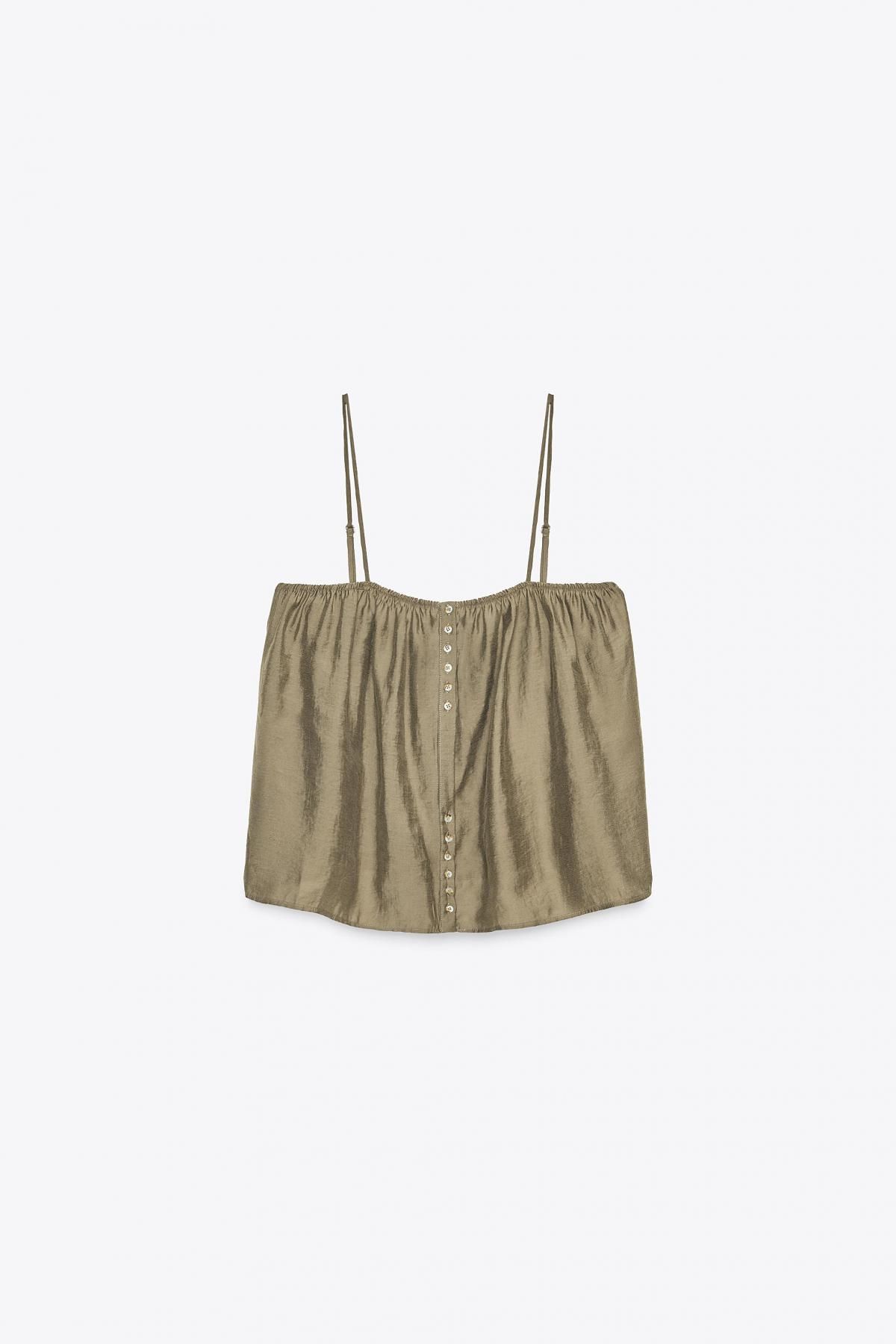 자라 플루이드 스트랩 버튼업 민소매 탑 4661/107 MID KHAKI - 메인 이미지