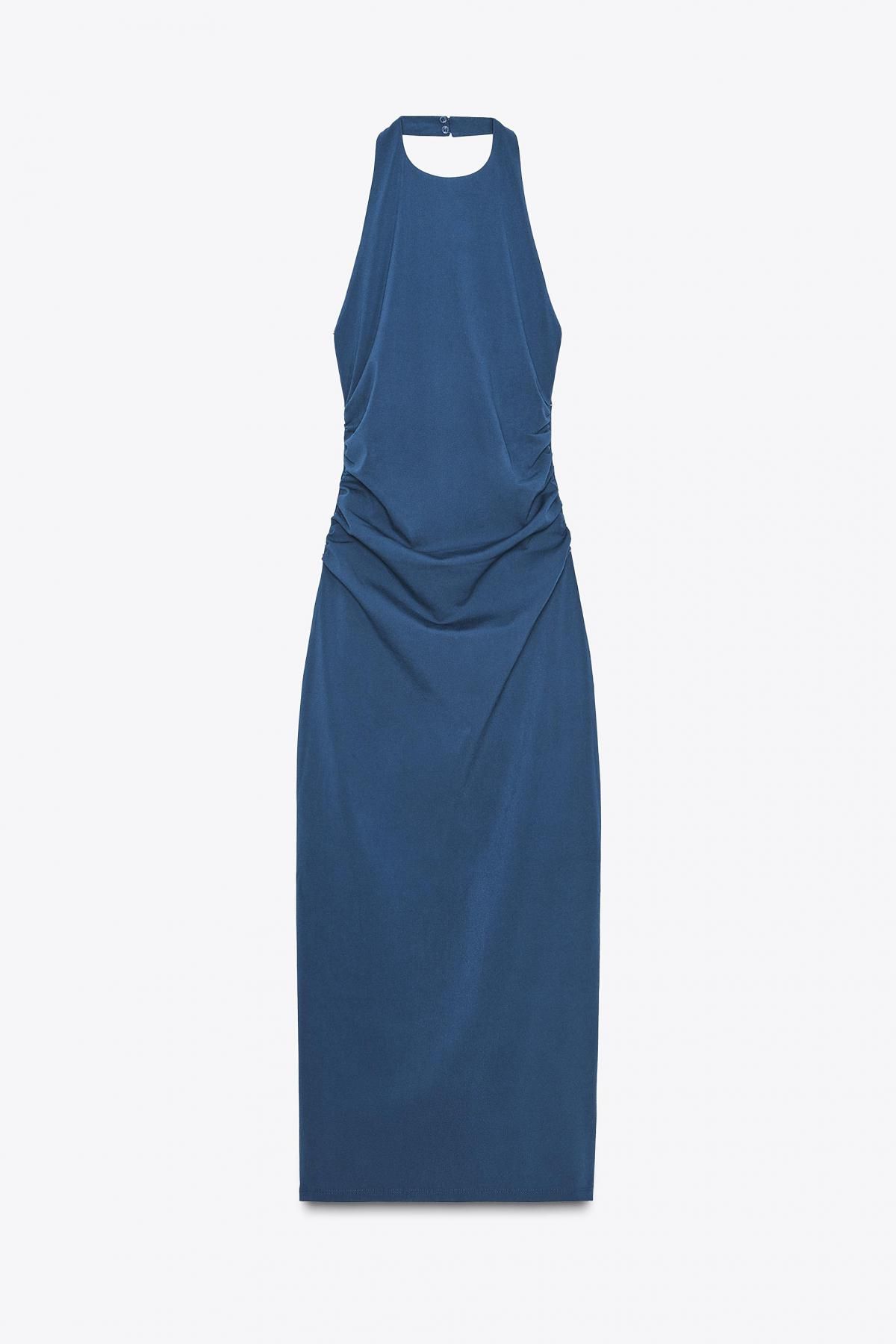자라 드레이프 홀터넥 미디 원피스 3641/811 NAVY BLUE - 메인 이미지