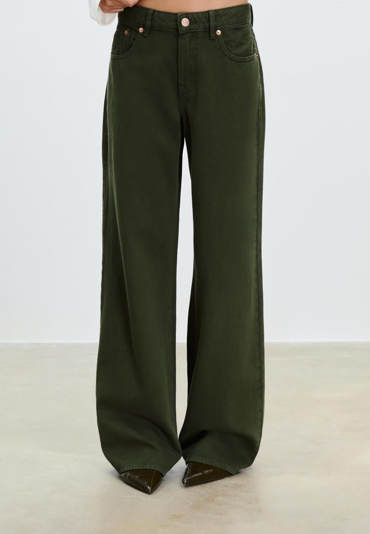 스트라디바리우스 와이드핏 로우라이즈 데님 청바지 1441/899 KHAKI - 메인 이미지