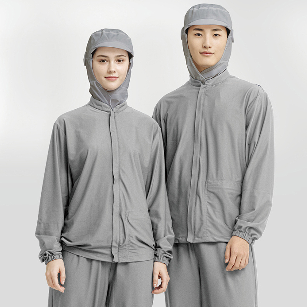 쿨스판 그레이 차이나긴팔위생복 식품회사 가공공장 HACCP 위생복 - 상품 이미지