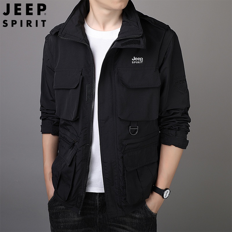 JEEP SPIRIT 가을 야상 자켓 사파리 바람막이 중년남성 슬리브 탈부착 재킷 - 상세 이미지 3