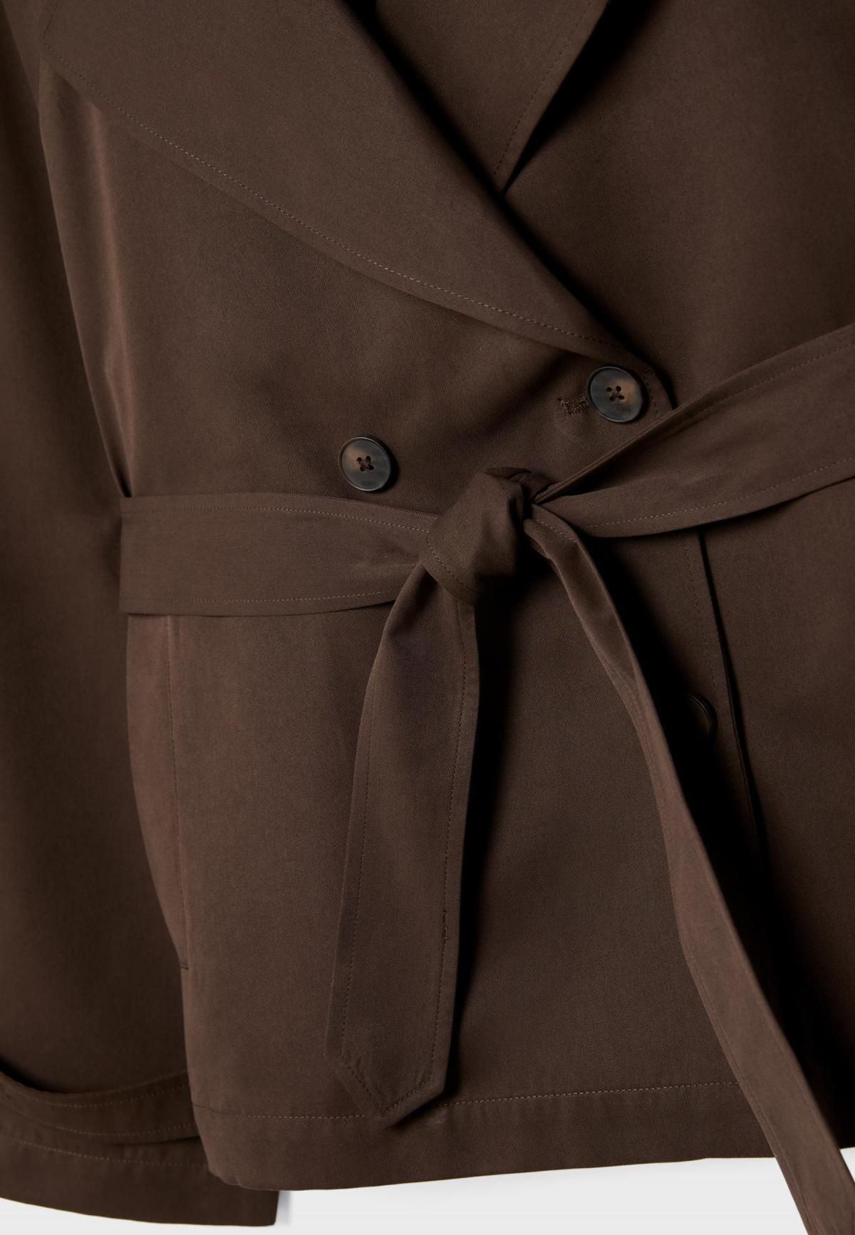 스트라디바리우스 모던 브라운 벨트 숏 트렌치코트 1788/638 BROWN - 상세 이미지 3