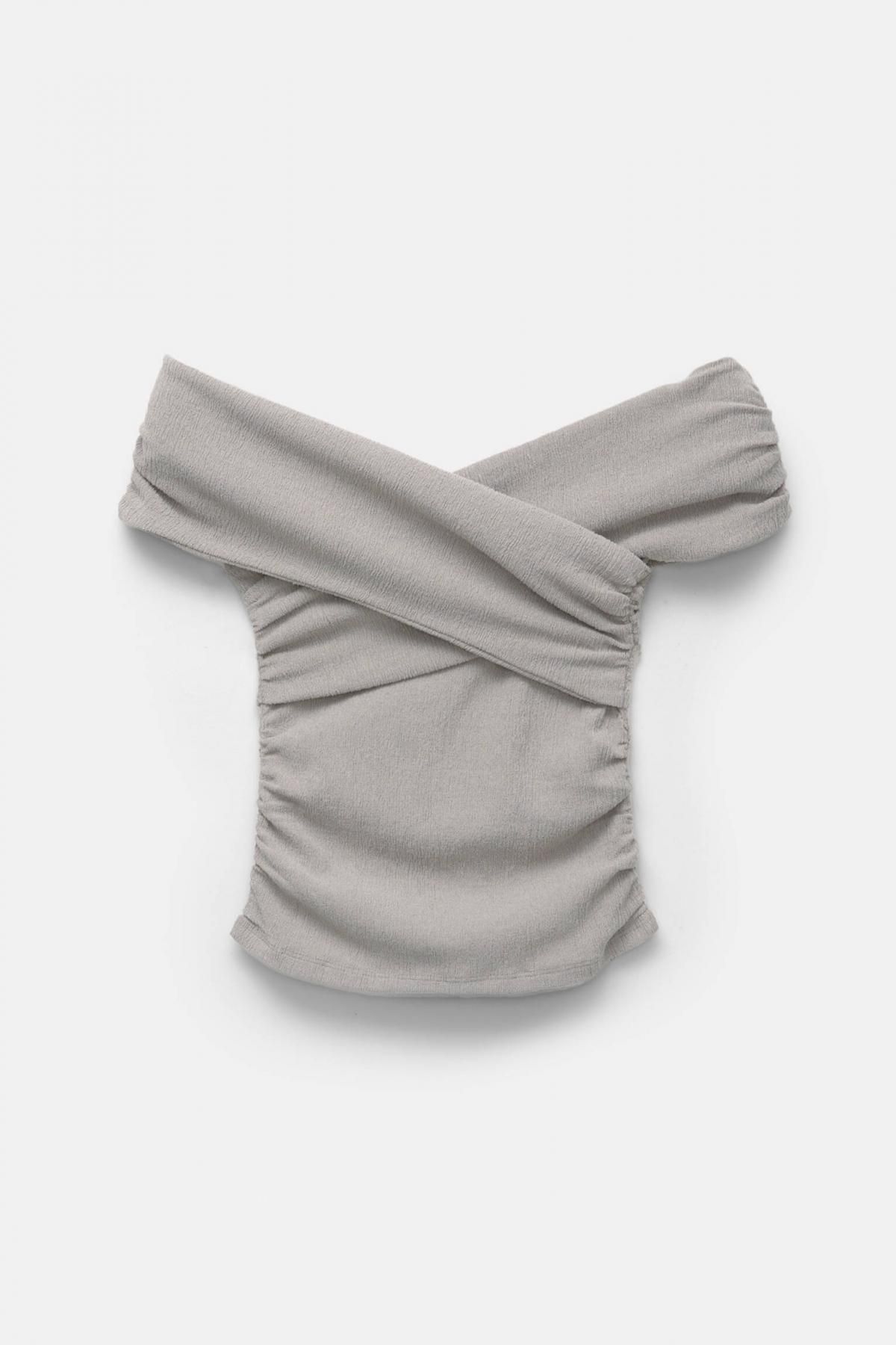 풀앤베어 오프숄더 보트넥 슬림핏 탑 7152/324 OCHRE - 상품 이미지