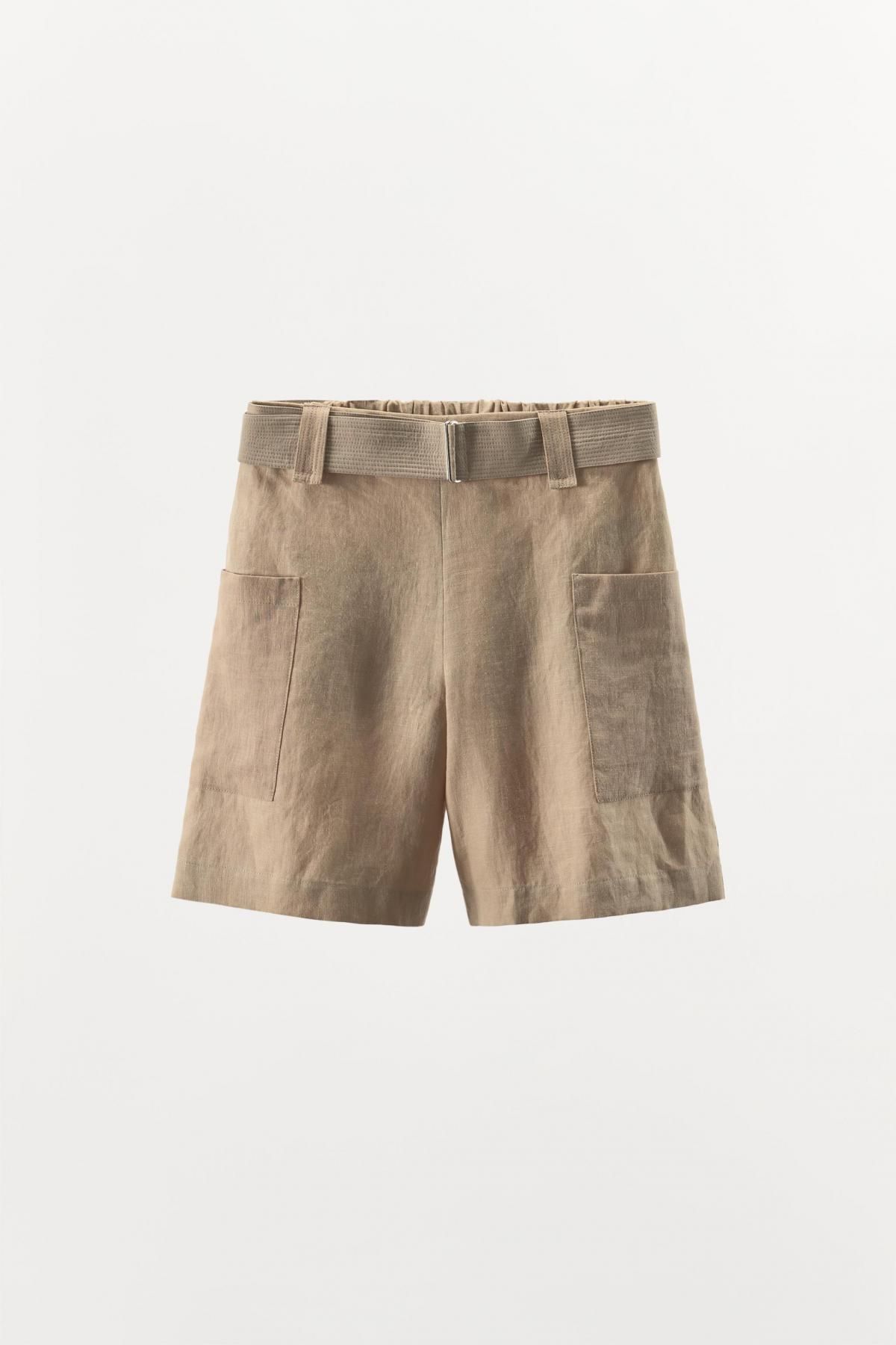 자라 내추럴 린넨 벨트 버뮤다 반바지 9061/826 BEIGE - 메인 이미지
