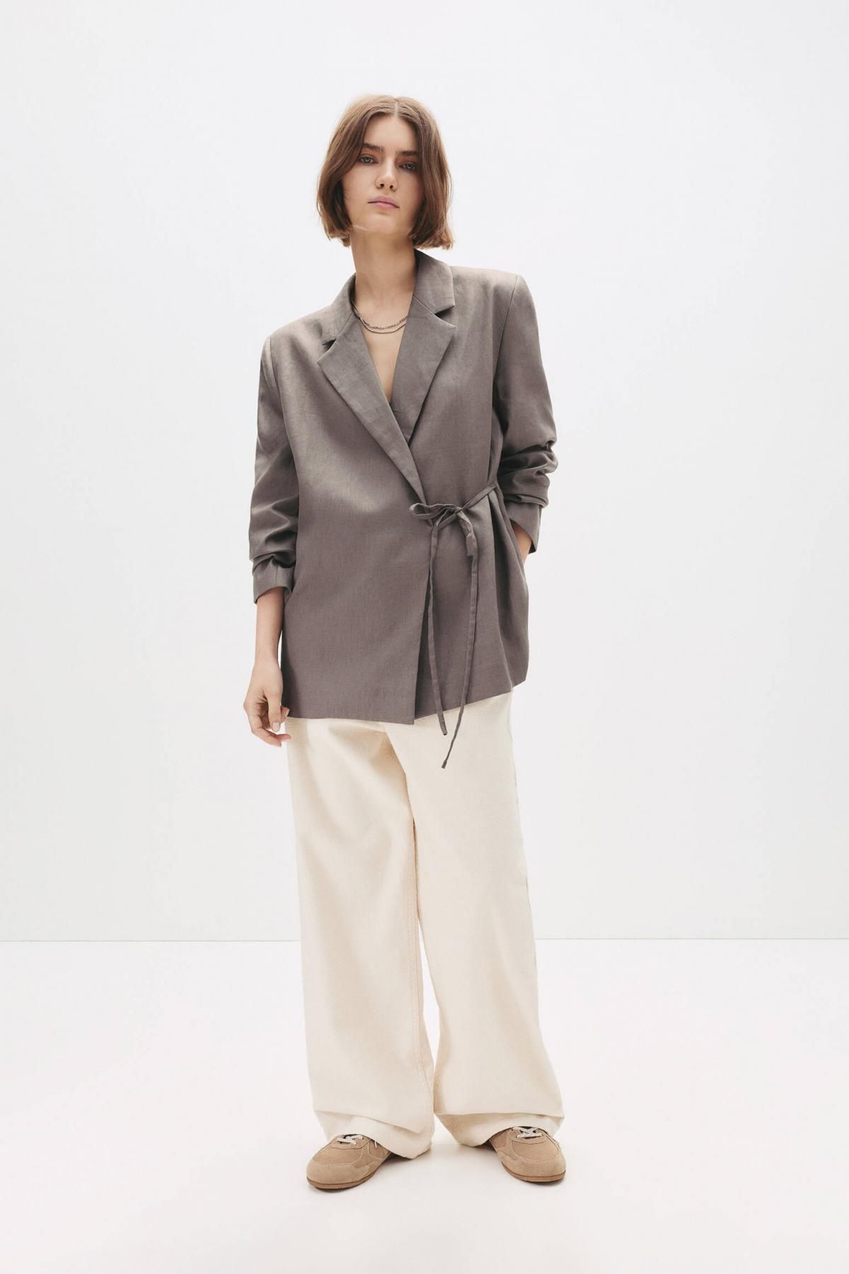 풀앤베어 내추럴 린넨 테크니컬 타이 블레이저 7802/300 TAUPE - 상세 이미지 4