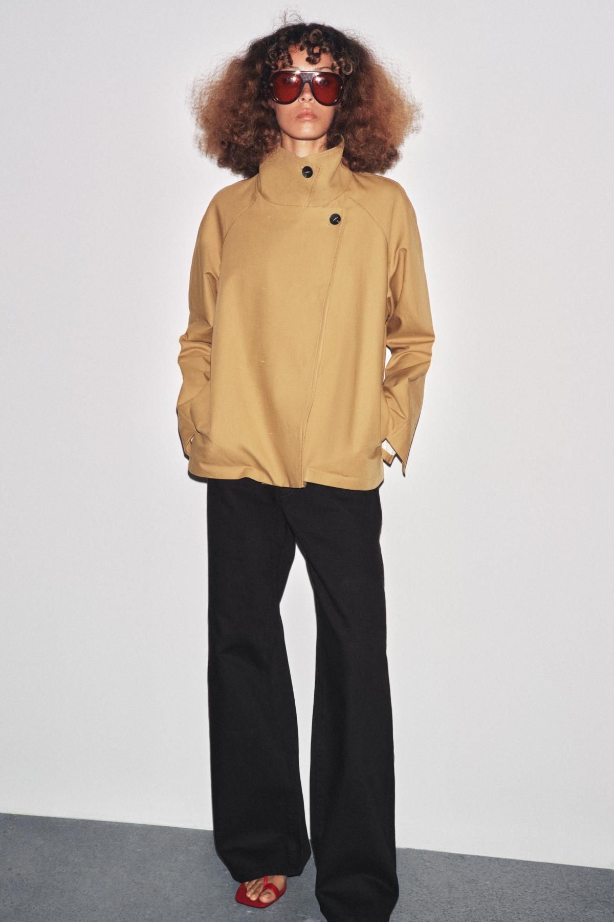 자라 프리미엄 코튼 하이넥 오버핏 셔츠 3833/243 CARAMEL - 상세 이미지 4