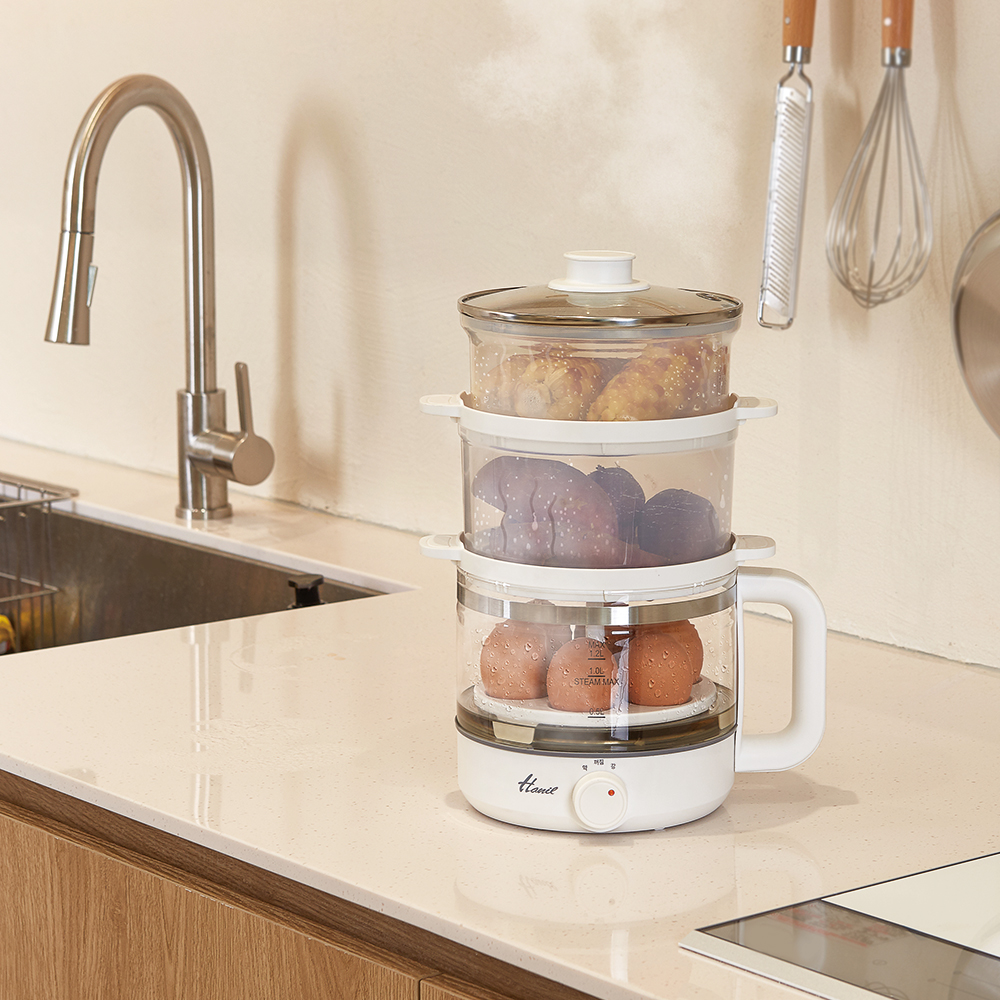 한일전기 찜기 3단 유리 라면포트 계란 고구마 쿠커