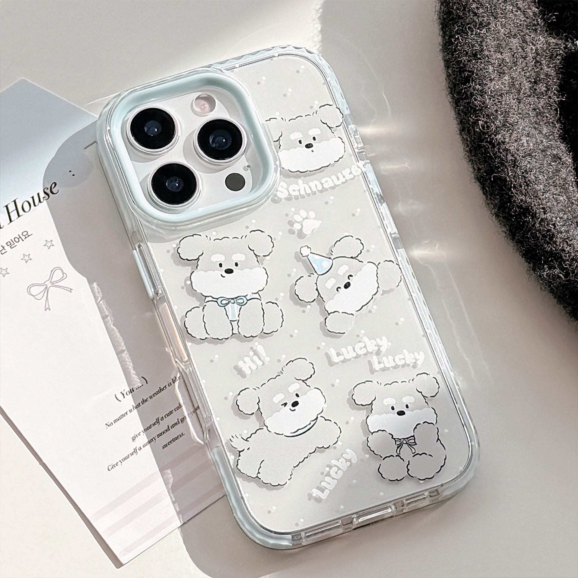 귀여운 식사러버 강아지·레드 앞치마 셰프 강아지 아이폰 케이스 - 상품 이미지