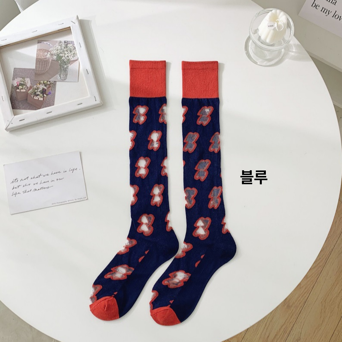 폼오라 여성용 포인트 패션 여성 장목 양말 3켤레 세트 - 상세 이미지 3