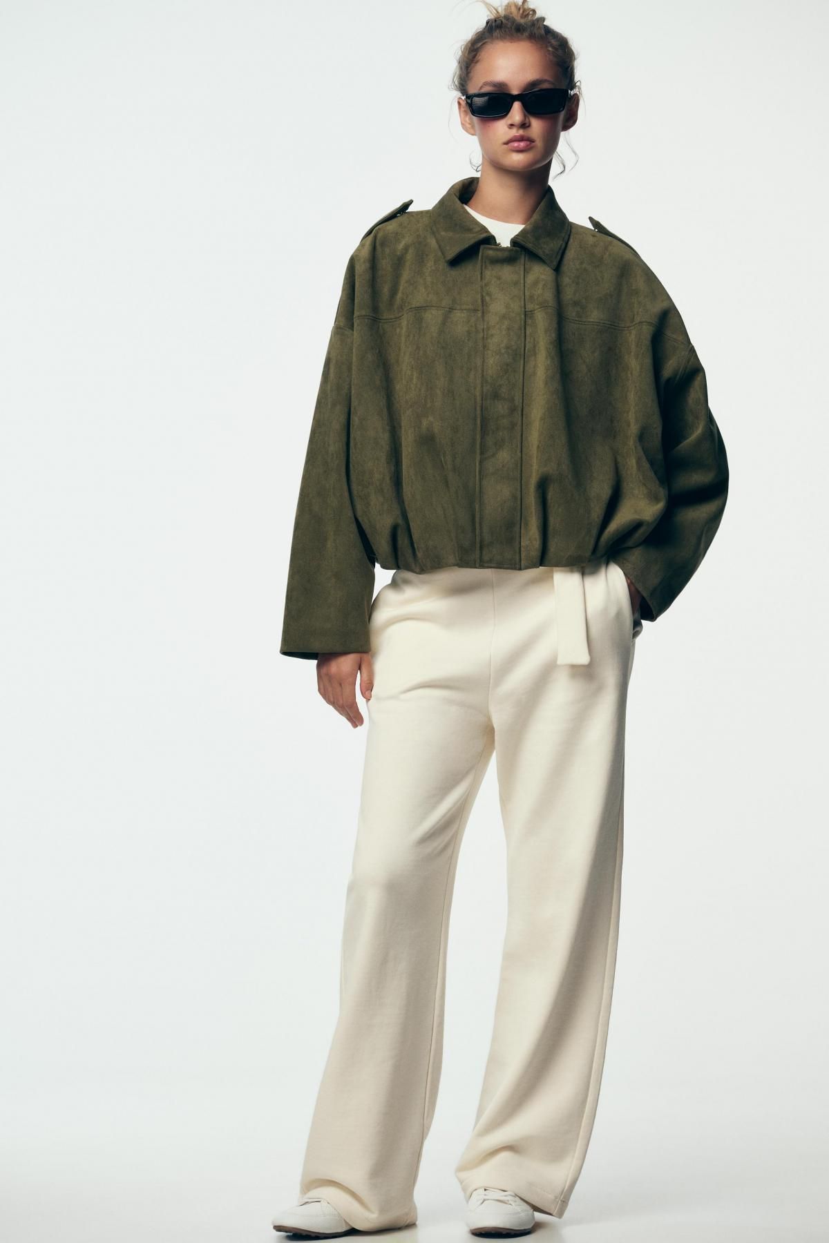 자라 스웨이드 이펙트 오버핏 볼륨 봄버 재킷 4344/655 MID KHAKI - 상세 이미지 3